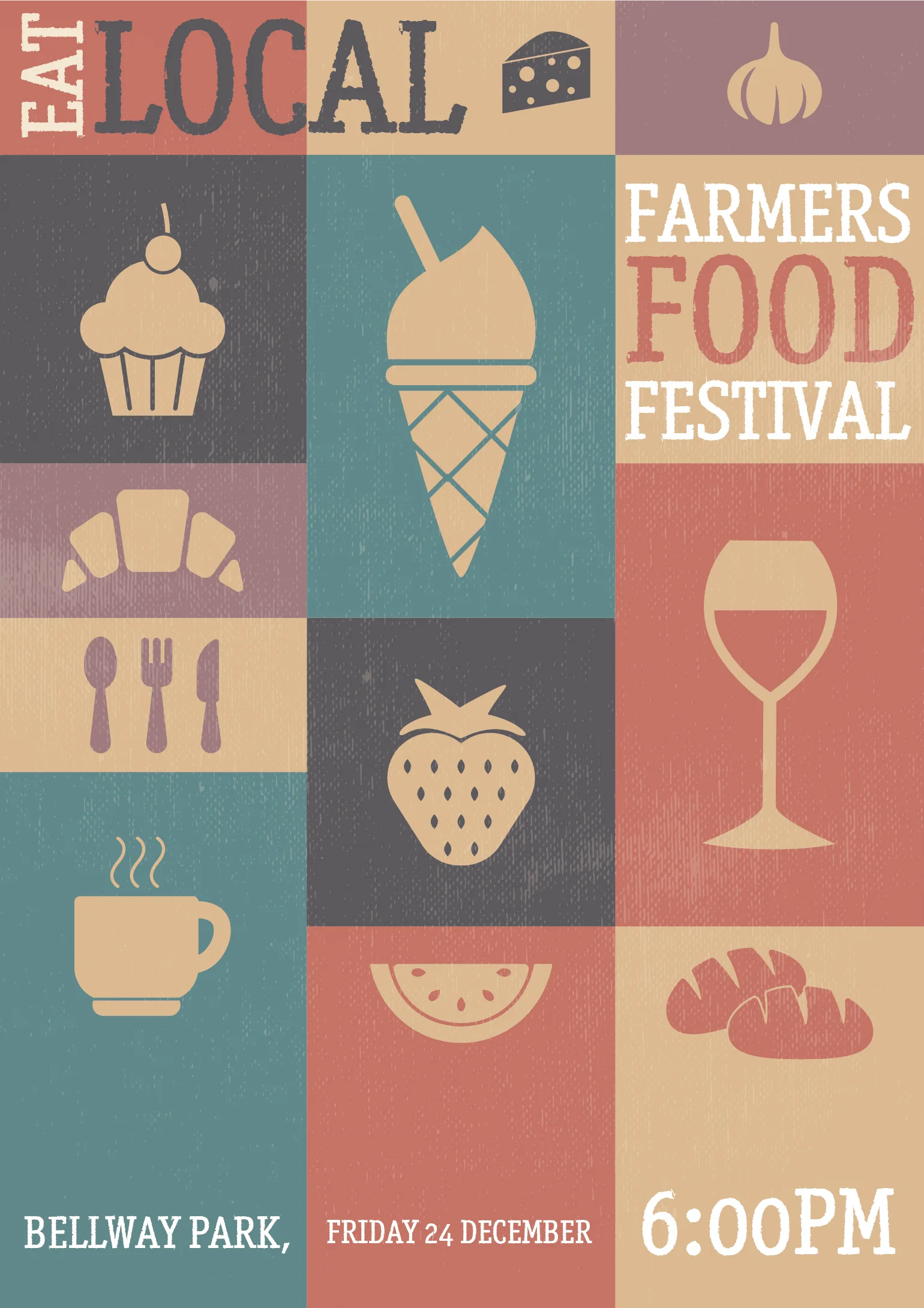 Neo-brutalist poster design: Eat Local