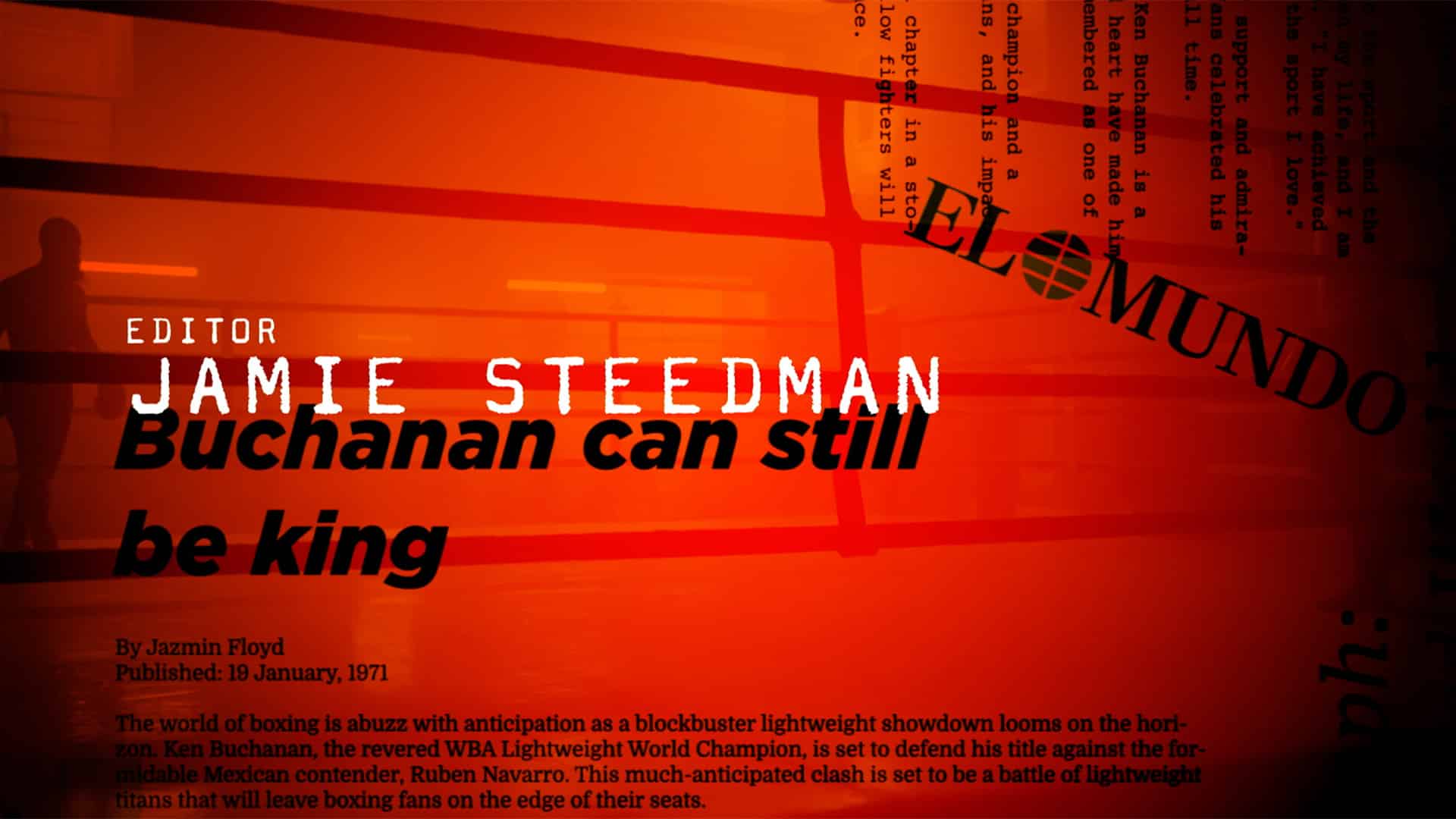 Still from The Boxer from Somewhere Else Title Sequence