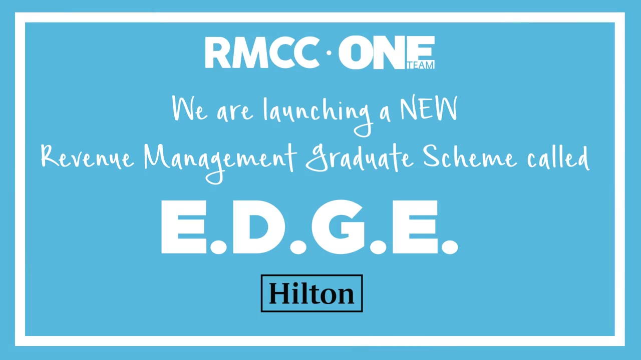 Play the Hilton social edit: a card announcing the E.D.G.E. revenue management graduate scheme