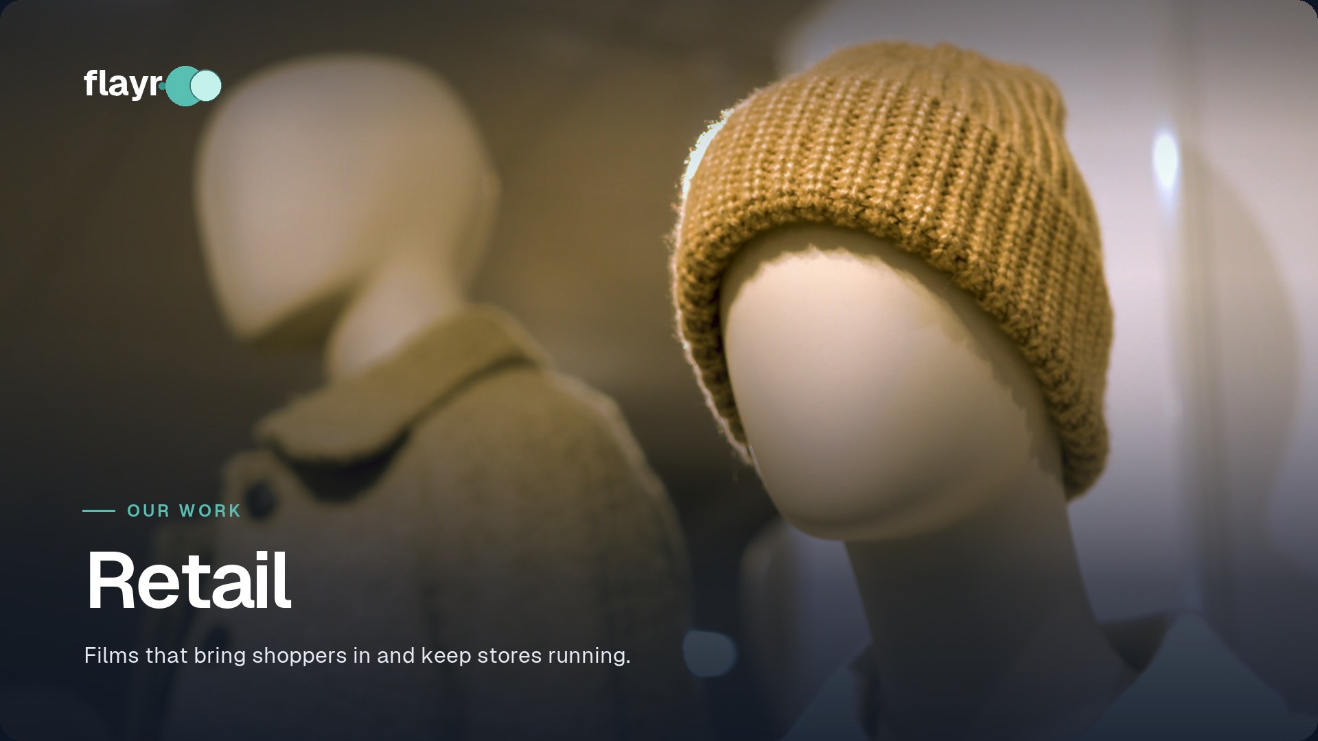 Retail: mannequins in an M&S clothing department, a title card from Jamie Steedman’s portfolio