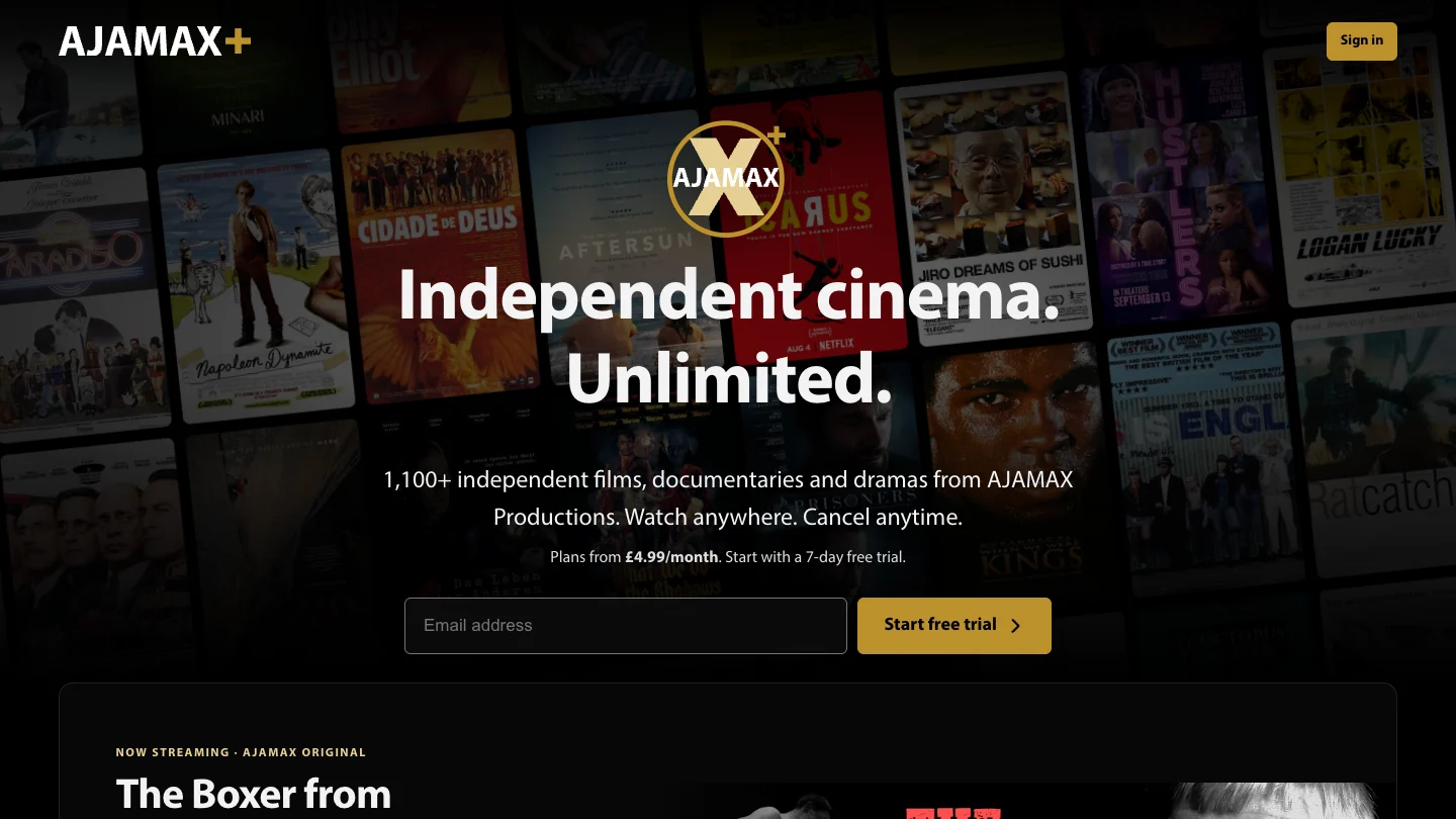 The AJAMAX+ home page, designed by Jamie Steedman