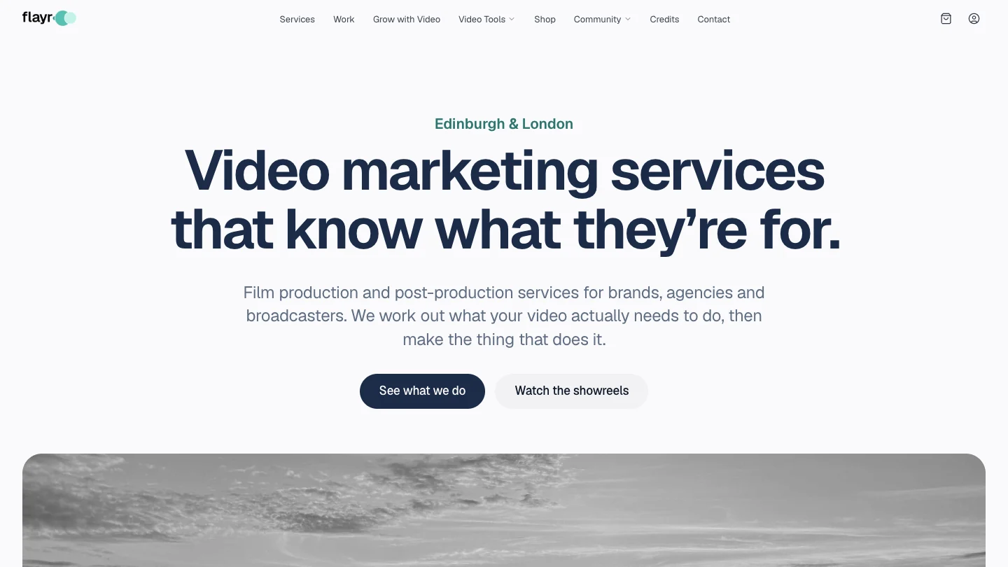 The Flayr home page, designed by Jamie Steedman