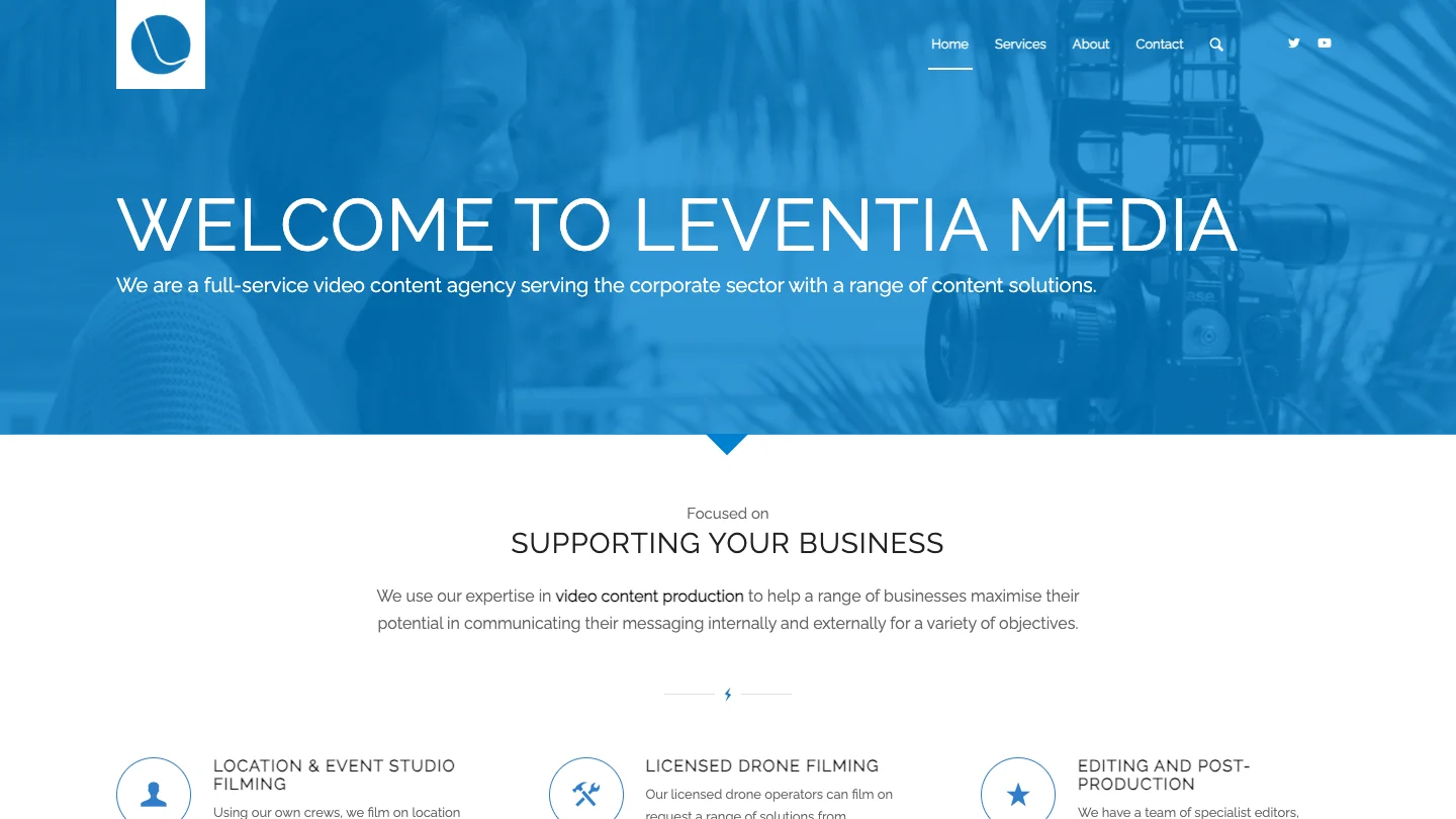 The Leventia Media home page, designed by Jamie Steedman