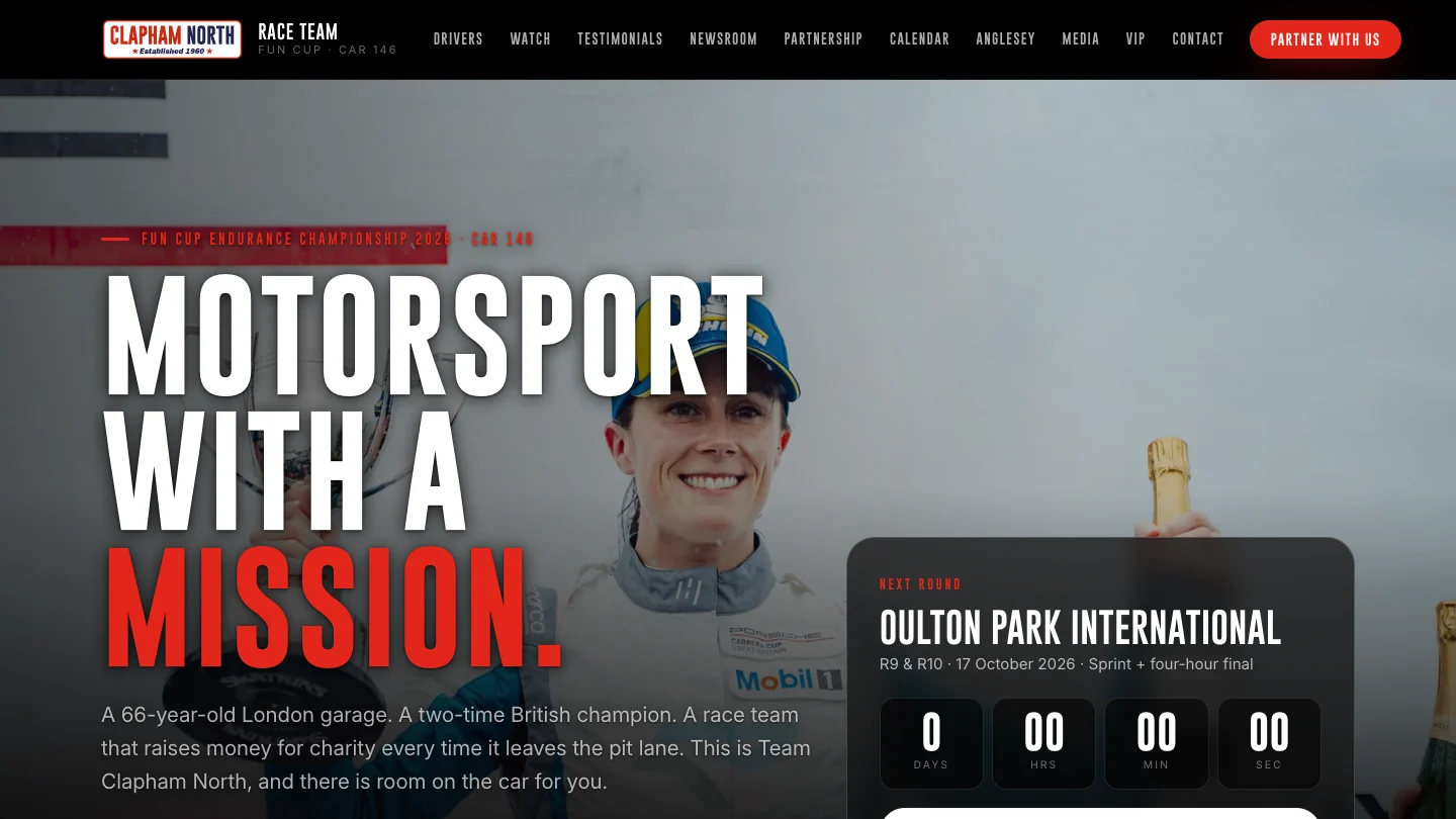 The Team Clapham North home page, designed by Jamie Steedman